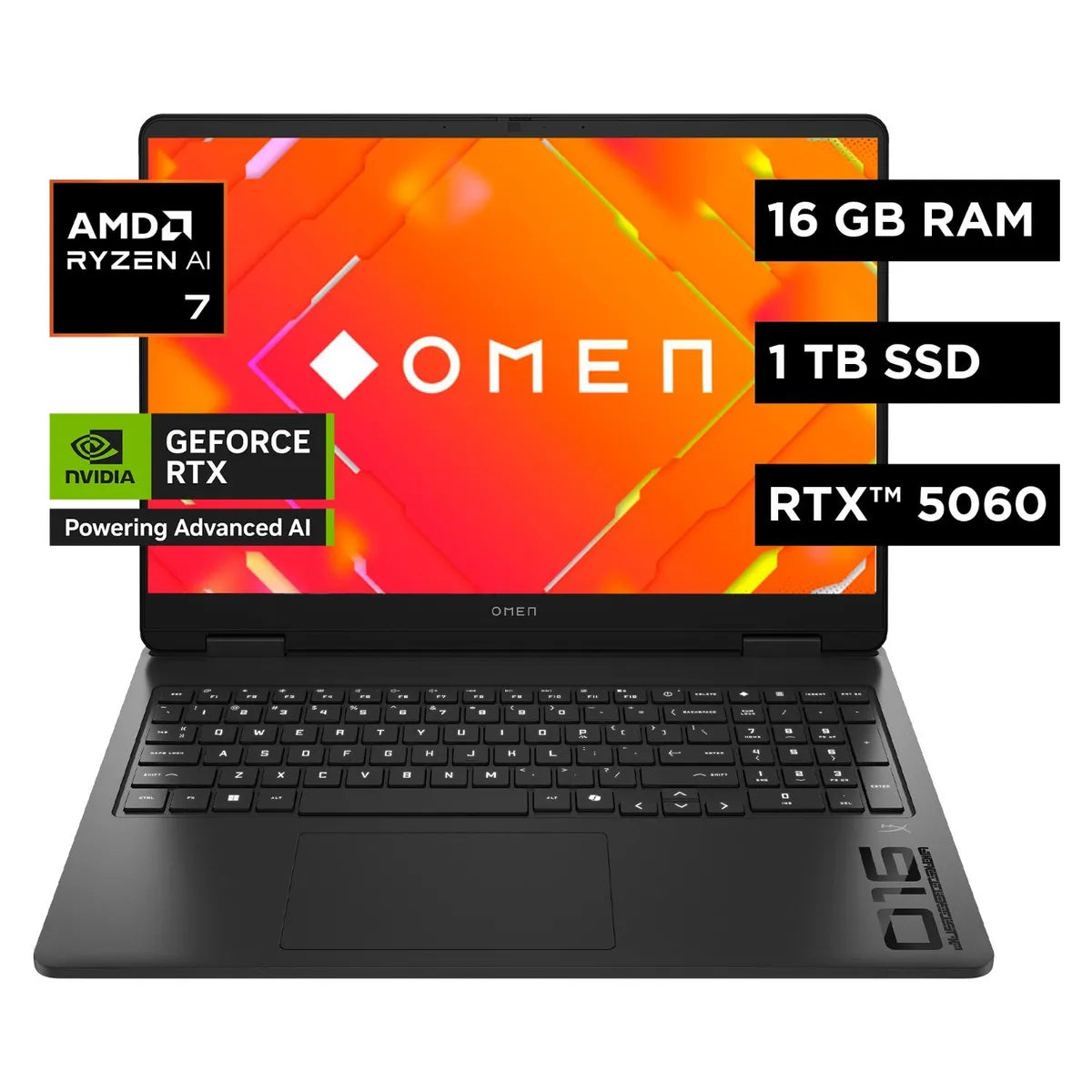 Notebook Gamer HP OMEN 16-AP0002LA AMD Ryzen AI 7 350 16GB 1TB, Negro