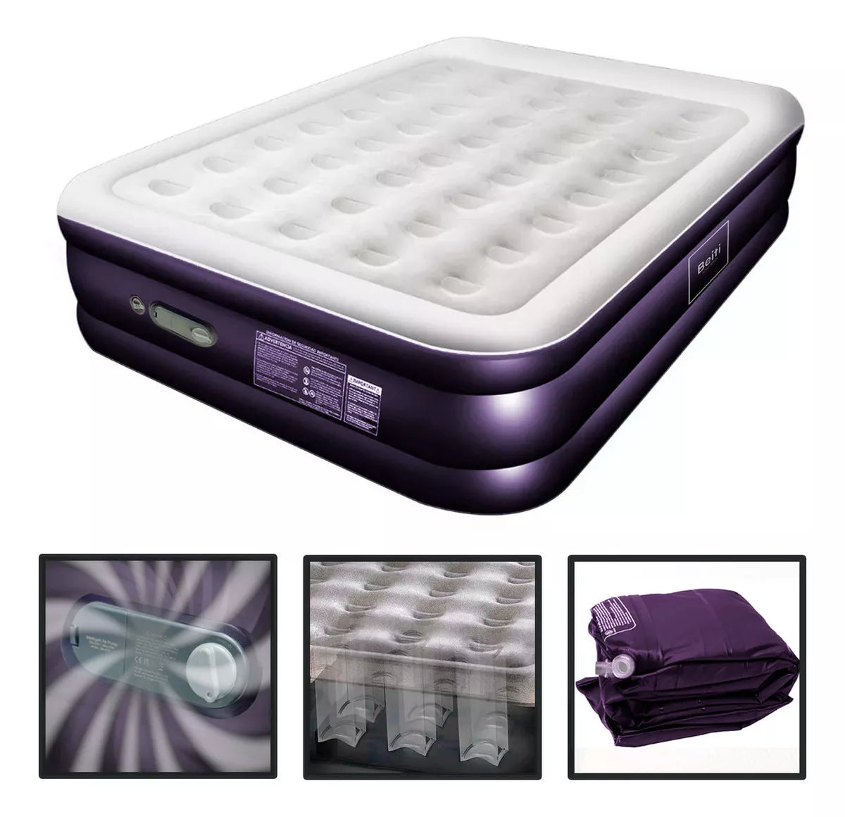 Colchon Cama Inflable Beiti Electrico 2 Plazas 203x125x47cm