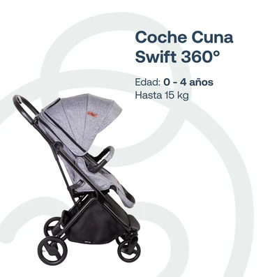 Coche De Paseo +Silla R201  Swift 360 Negro Gris