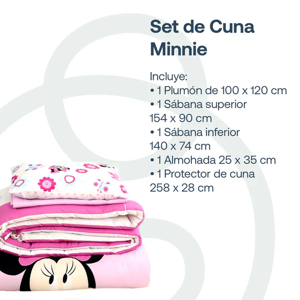 Set De Cuna Bebesit Disney Baby  Minnie Rosado