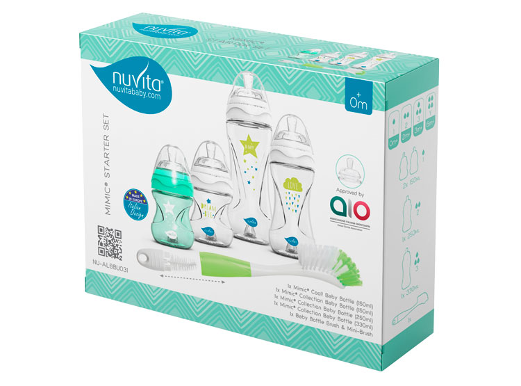 Set De Mamaderas + Cepillo Nuvita Vbuo31-Xl Verde