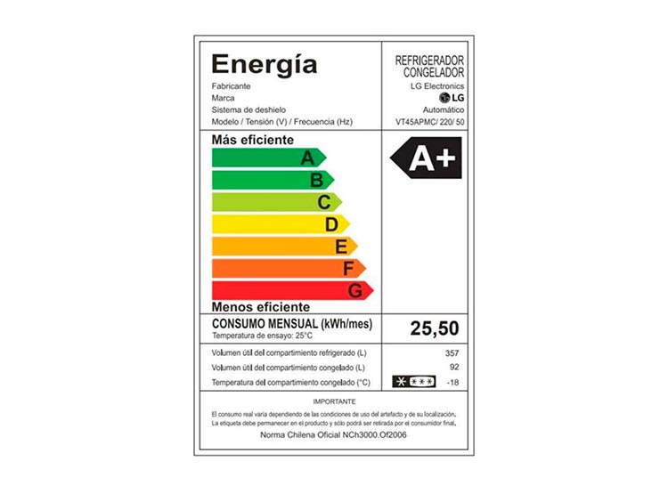 REFRIGERADOR TOP FREEZER LG VT45APMC NO FROST 449 LT