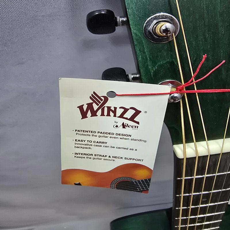 Guitarra Acústica Con Cutaway De 40 Pulgadas + Funda Winzz Af-H00lc Verde Oscuro