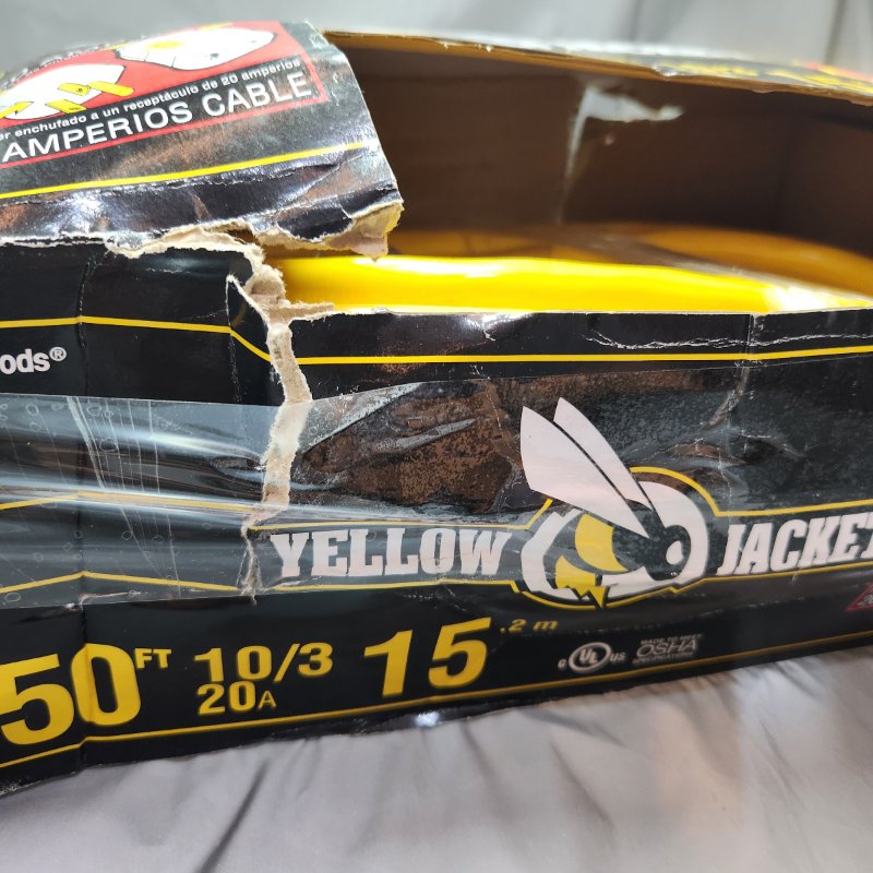 Cable De Extensión Para Contratista Con Puntas Iluminadas Yellow Jacket T-Blade De 5 A 20 Amp, 2991 50ft