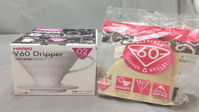 Cafetera de Goteo Hario V60 Blanco con Filtros de Cerámica