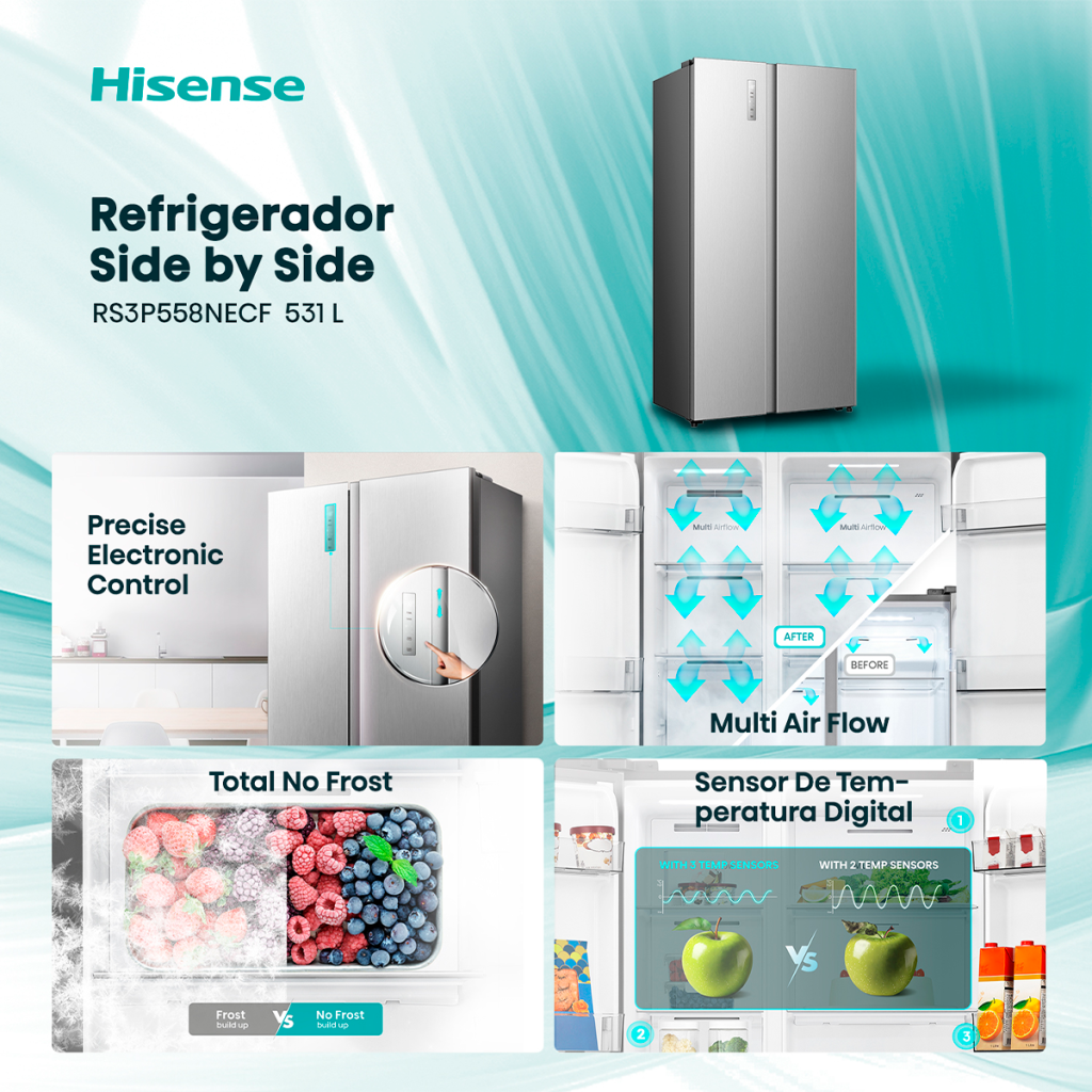 Refrigerador Hisense RS3P558NECF Inox 531 Litros