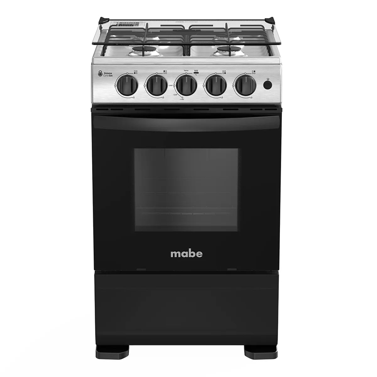 Cocina a Gas 4 Platos Mabe CMC5115AX0 Negra