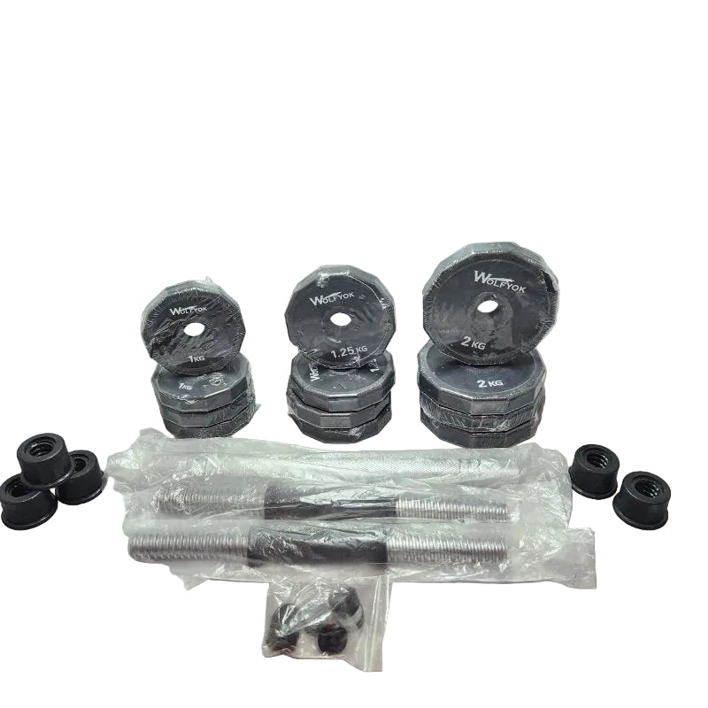 Dumbbell Barbell Set 20 Kg Wolfyok 1kg/1.25kg/2 Kg Negro