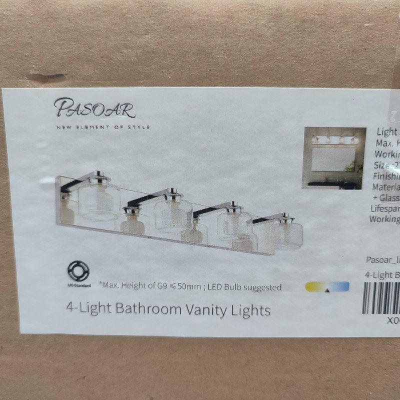 Lampara De Baño De 4 Luces Pasoar C9 Bulb Cromado