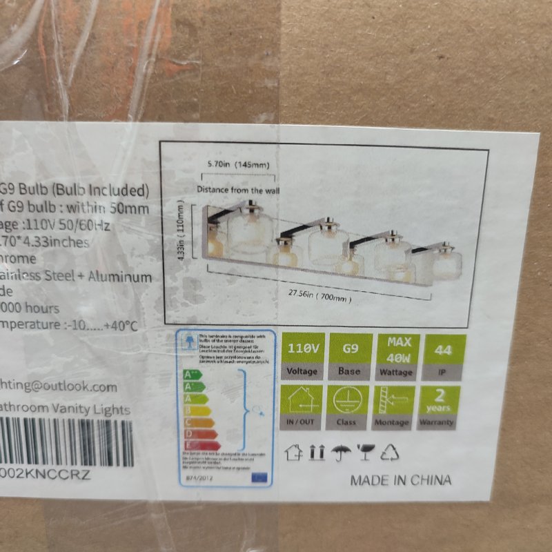 Lampara De Baño De 4 Luces Pasoar C9 Bulb Cromado