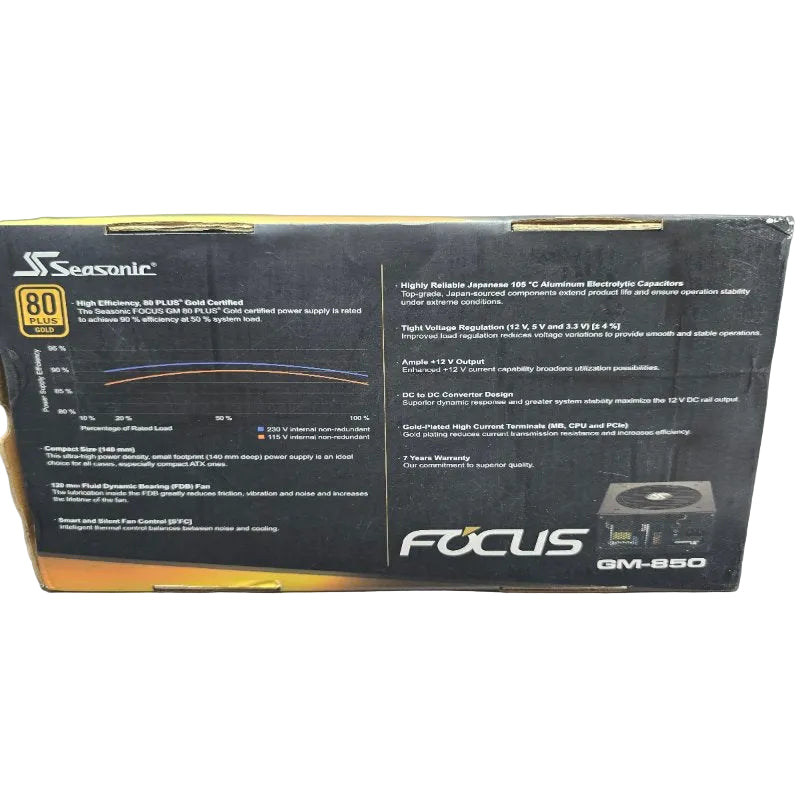 Fuente De Poder Semi Modular  80 Plus Gold Seasonic Focus Gm-850 Negro 850 W