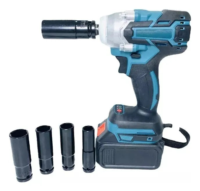 Kit Llave De Impacto Blue Island Con Accesorios Azul 128v
