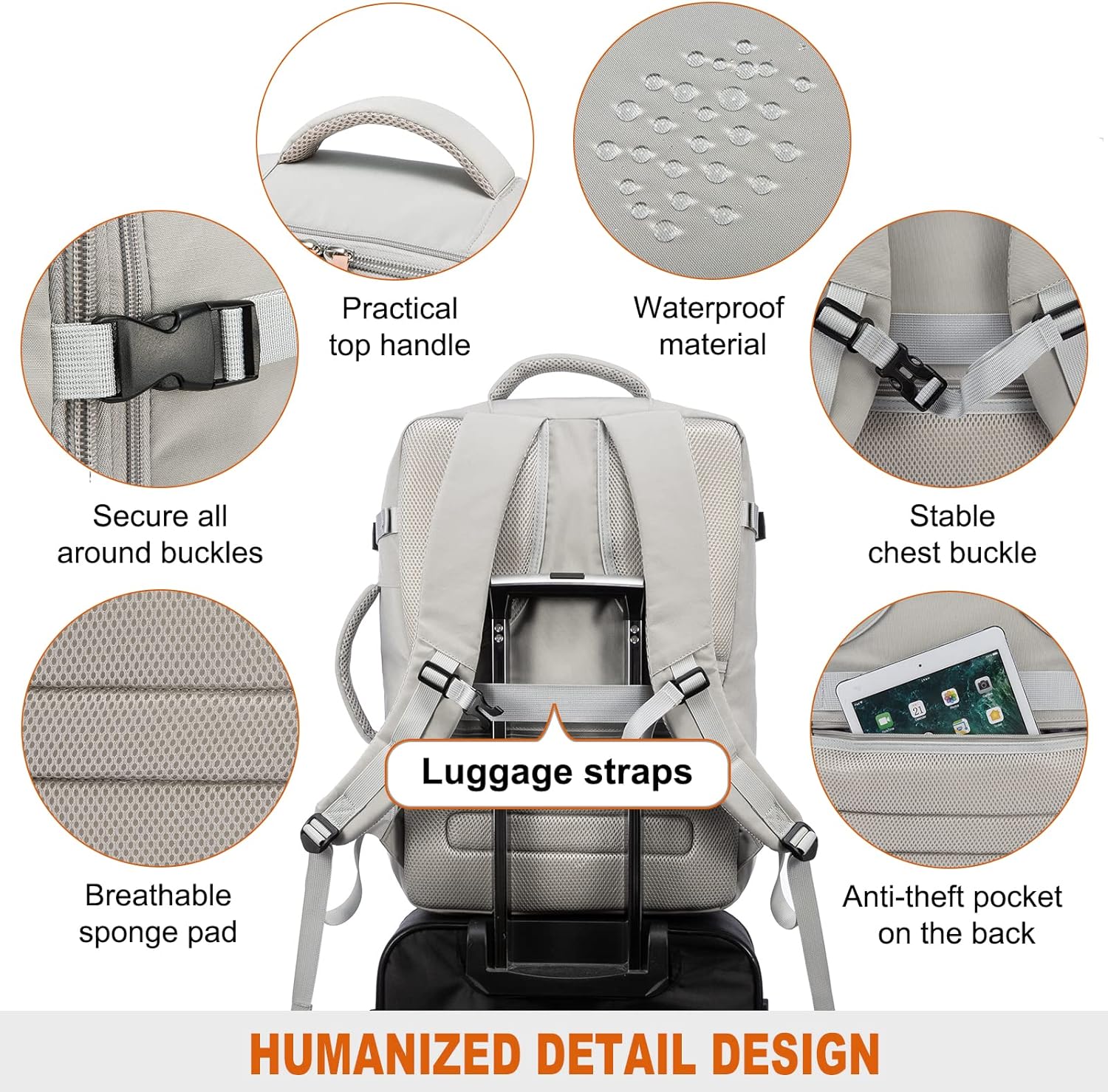 Mochila De Viaje Lovevook Gris Claro Y Rosa 40 Litros