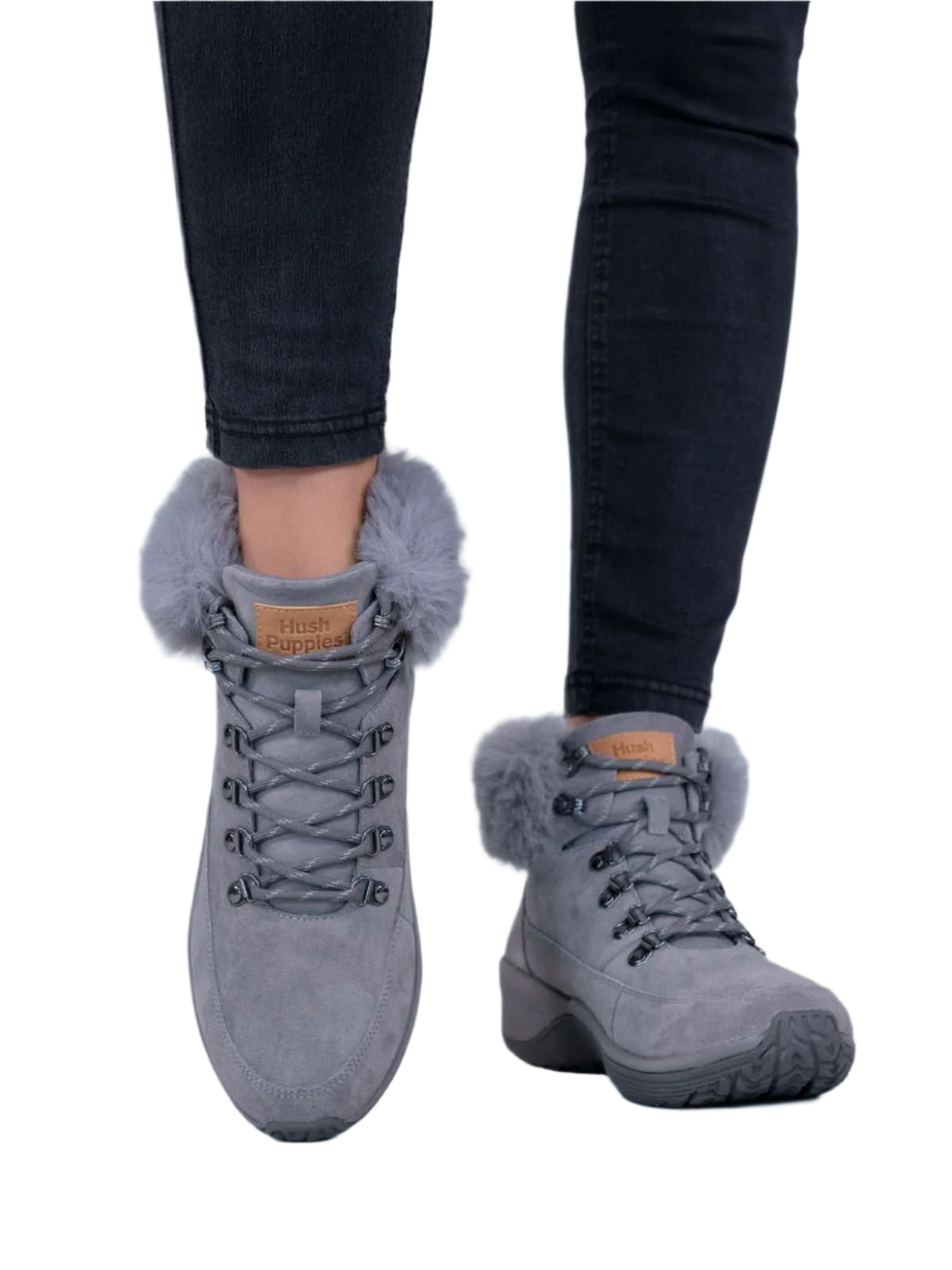 Botin Cuero Hush Puppies Spinal Rug Alpine Gris 38 Femenino