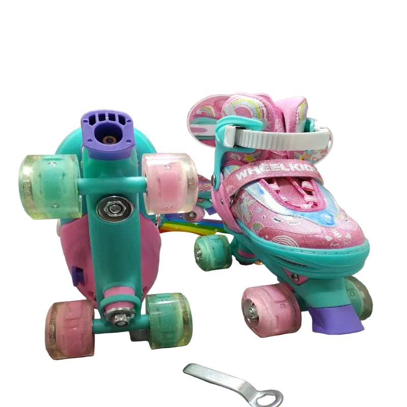 PATINES 4 RUEDAS AJUSTABLES CON LUZ LED WHEELKIDS LETS ROLL ROSA TALLA "L"