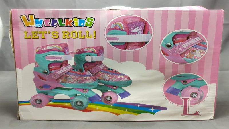 PATINES 4 RUEDAS AJUSTABLES CON LUZ LED WHEELKIDS LETS ROLL ROSA TALLA "L"
