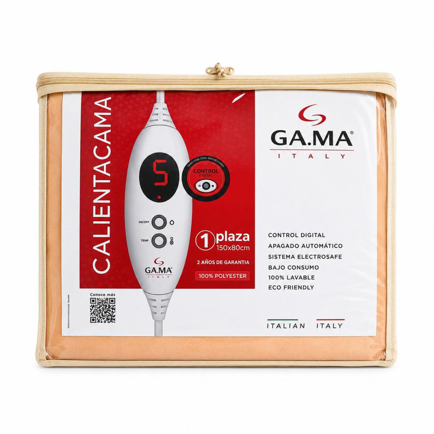 Calienta Cama Gama Control Digital Naranjo 1 Plaza 150x80 cm