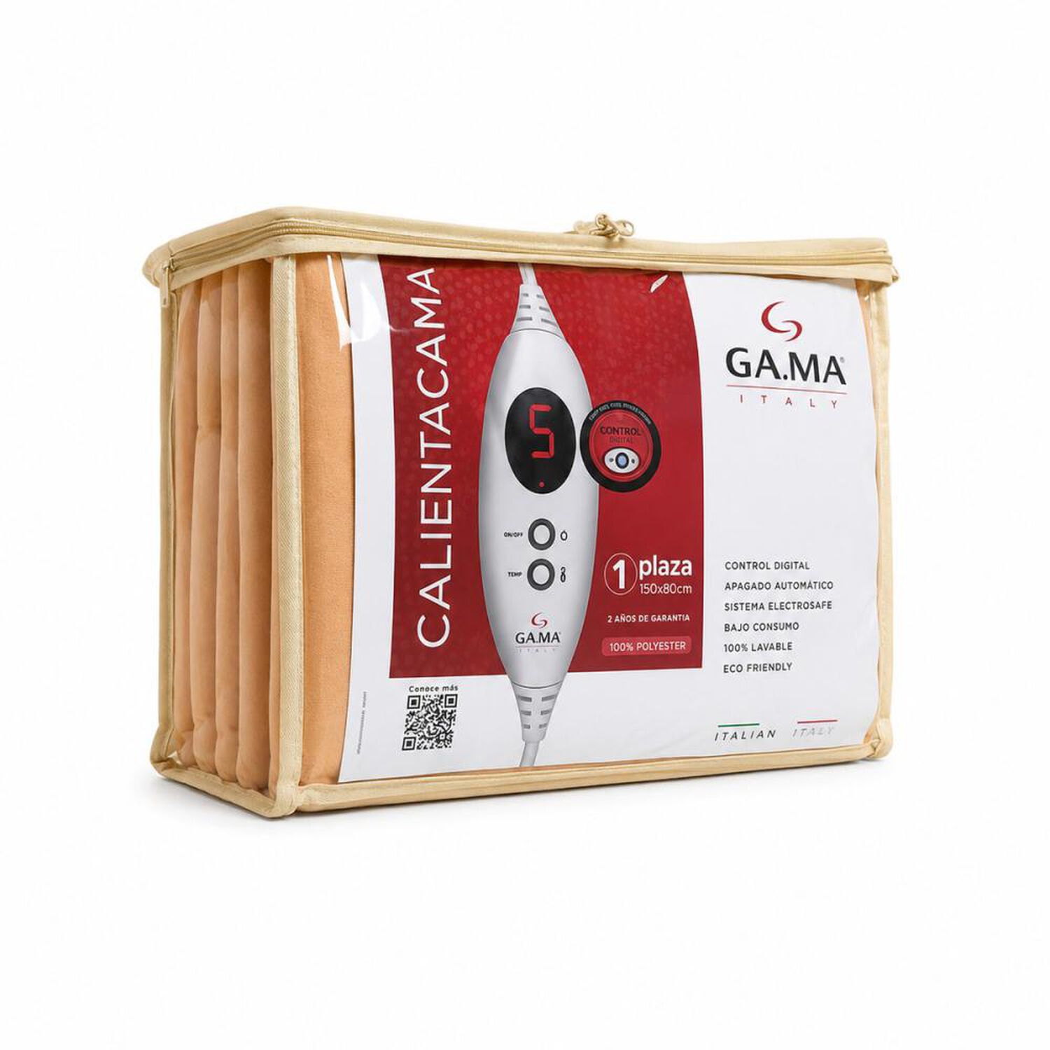 Calienta Cama Gama Control Digital Naranjo 1 Plaza 150x80 cm