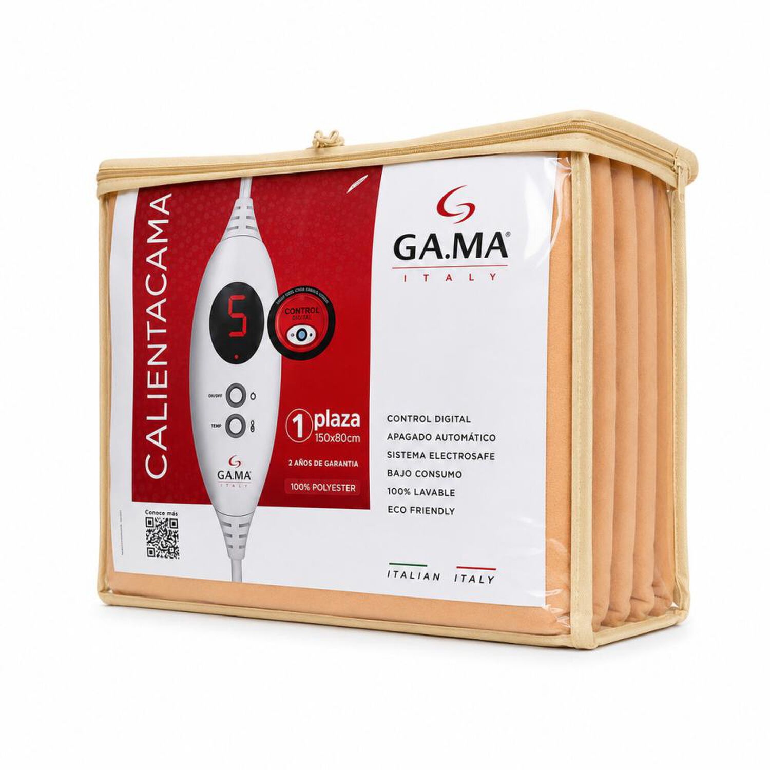 Calienta Cama Gama Control Digital Naranjo 1 Plaza 150x80 cm