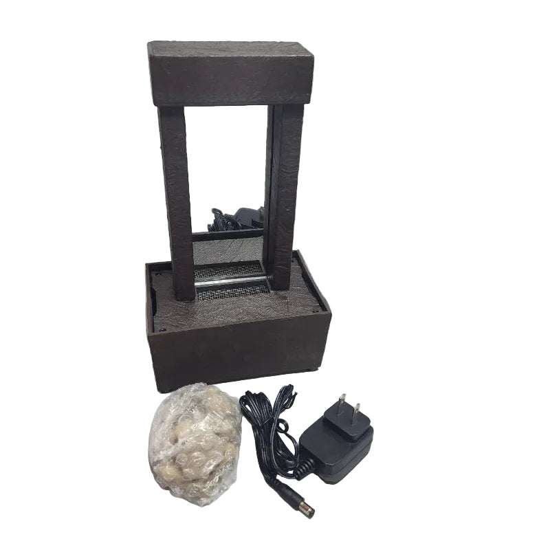 Fuente de Agua con Espejo Nature's Mark 10 Pulgadas, Luces LED, Color Marrón