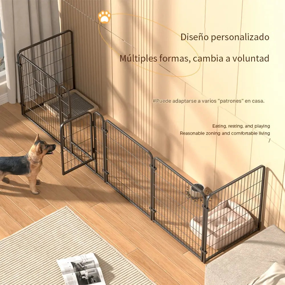 Corral para Mascotas Jaula de Perros y Gatos Valla 6 Paneles Negro