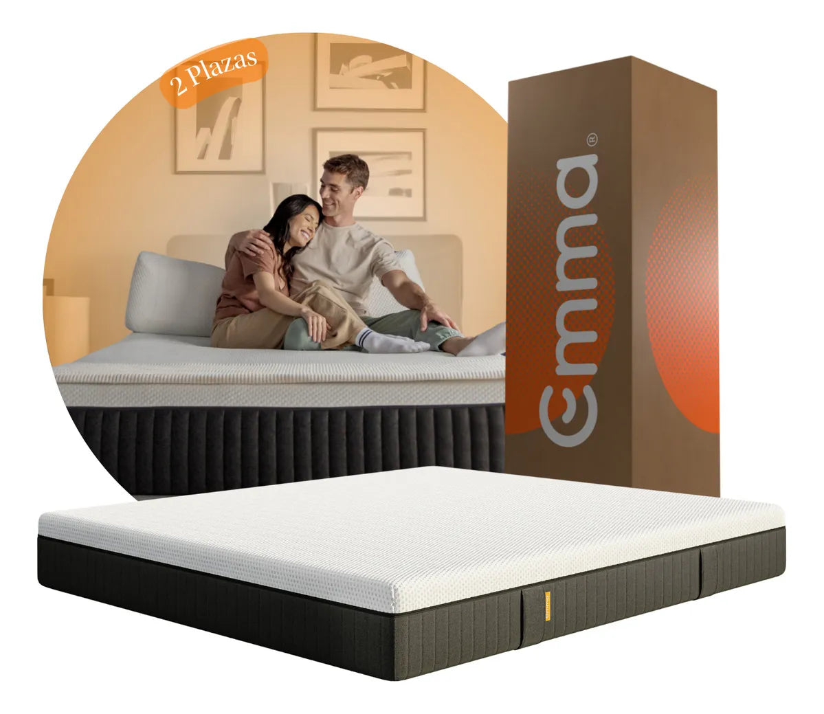 Colchon 2 Plazas Emma Hybrid V2r Blanco 150x190x25cm