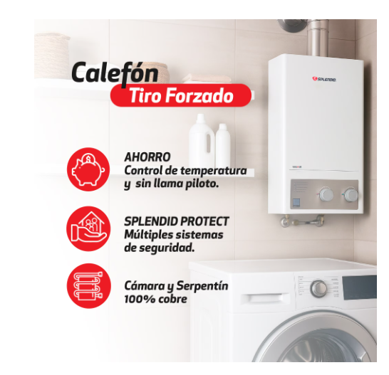 Calefón A Gas Natural Tiro Forzado Splendid Mvg Tfi 13 Blanco 13 Litros