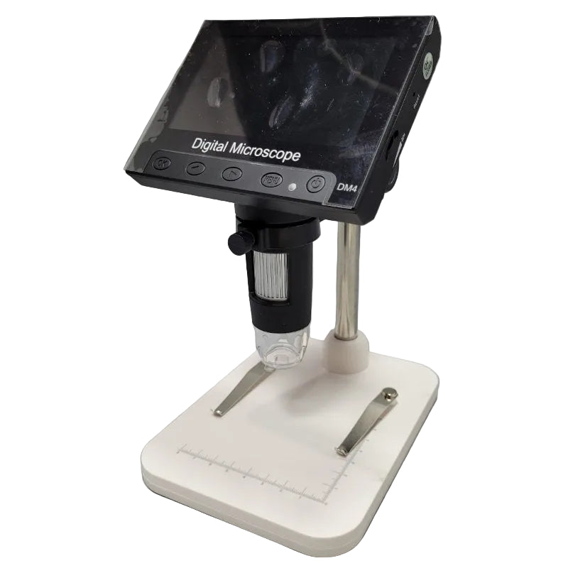 Microscopio Digital DM4 con Pantalla LCD 4.3", Endoscopio con Grabación HD 720p, Zoom 1000X y Soporte Incluido