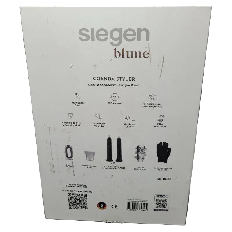 Cepillo Alisador Siegen Blume Coanda Styler 5 En 1  Sg-B2810 Blanco