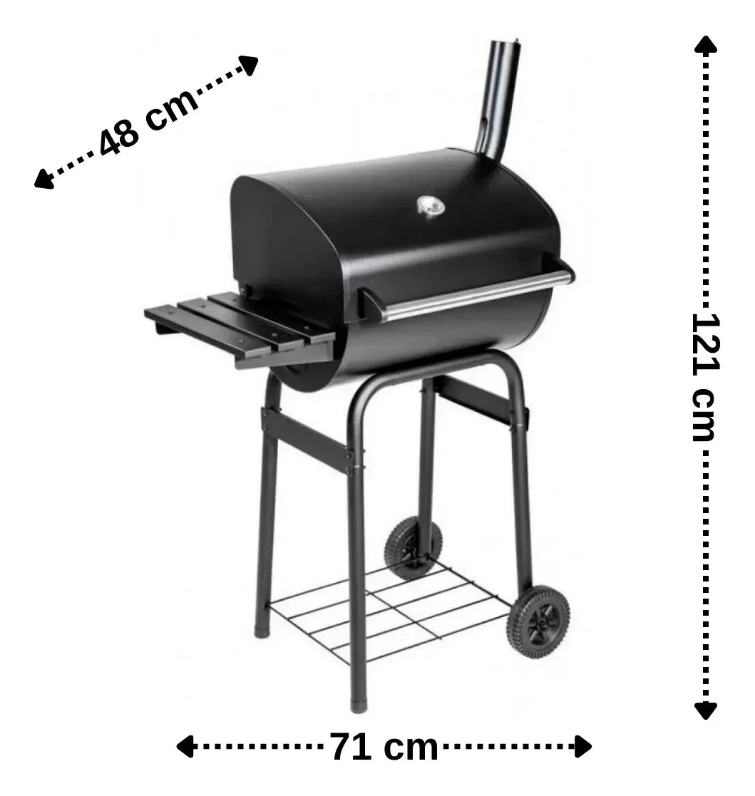 Parrilla a Carbón 1/2 Tambor con Tapa Big House Negro