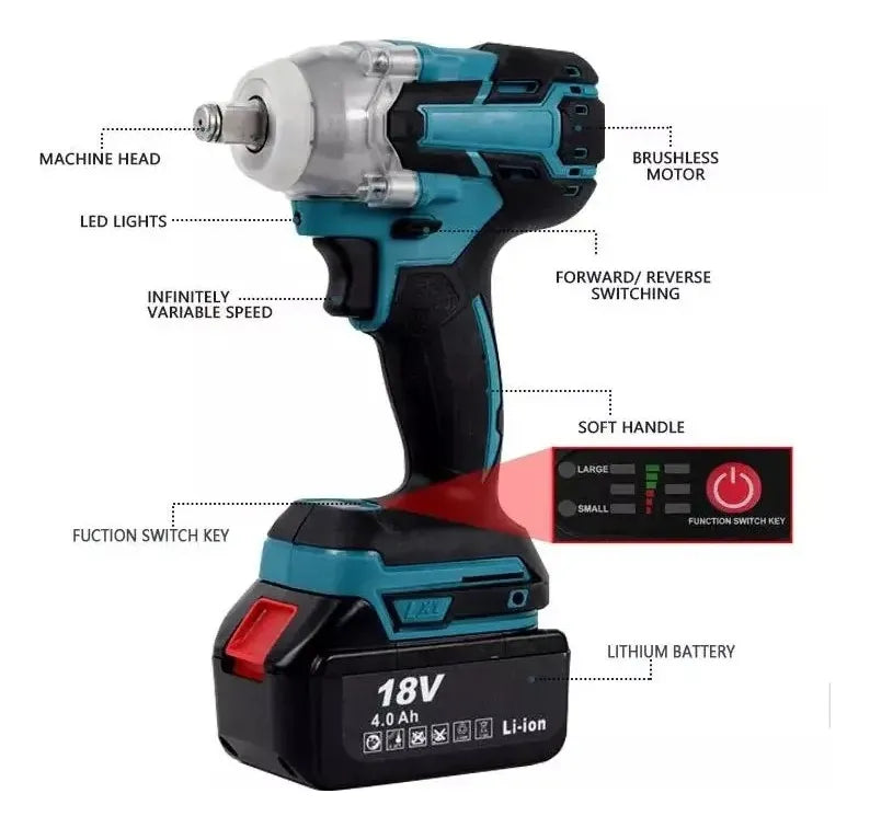 Kit Llave De Impacto Blue Island Con Accesorios Azul 128v