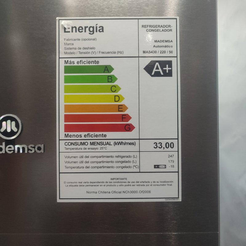 Refrigerador Mademsa 426L No Frost Side by Side Inverter Panel Digital MAS430 Inox