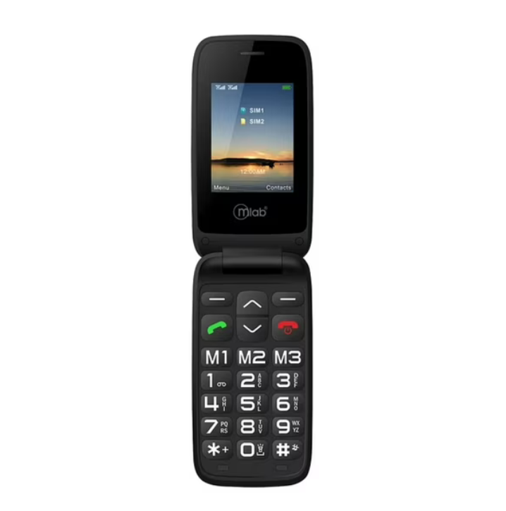 Celular Senior Tipo Almeja 4G Negro Shell 9204 Mlab