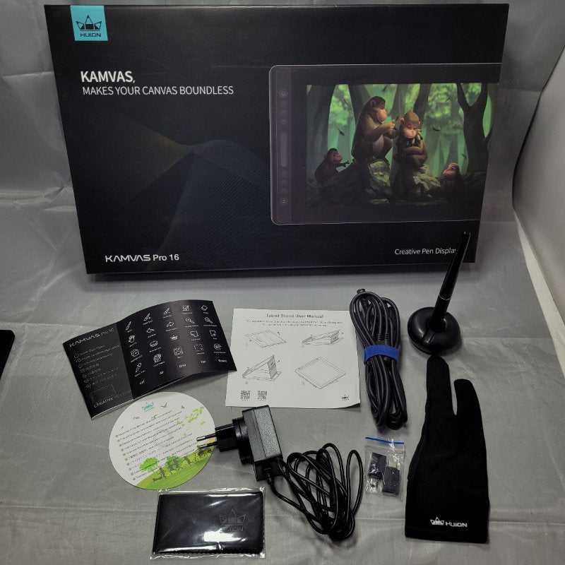 Tableta Digitalizadora Gráfica Huion Kamvas Pro 16 con Soporte Gris