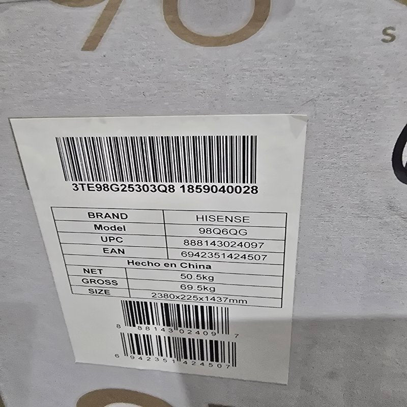 Televisor Hisense 98Q6QG QLED 4K 98 Pulgadas - Color Negro