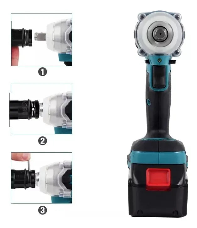 Kit Llave De Impacto Blue Island Con Accesorios Azul 128v