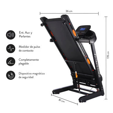 Trotadora Electrica Ultimate Fitness E500 Pro Negro