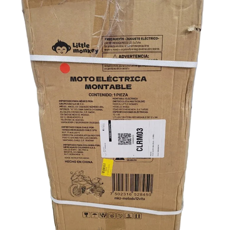 Motocicleta Eléctrica Little Monkey 48826 Verde, Blanco y Rojo