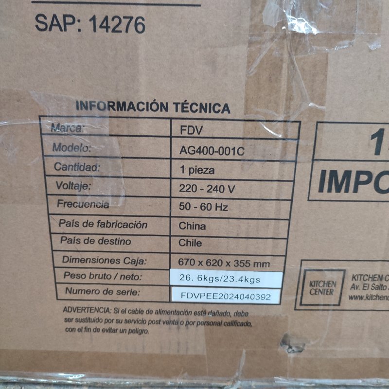 Parrilla Eléctrica Empotrada FDV Elite AG400-001C - Acero Inoxidable