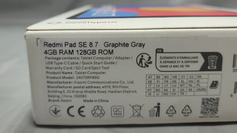 Tablet Xiaomi Redmi Pad SE 8.7 Pulgadas, Color Grafito, 4GB RAM + 128GB ROM