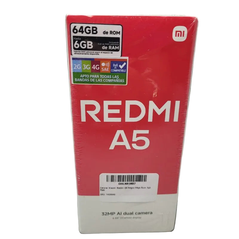 Celular Xiaomi Redmi A5 Midnight Black 3GB RAM 64GB ROM - Negro