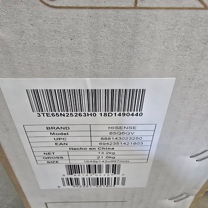 Smart TV Hisense 65Q6QV QLED 65 Pulgadas 4K UHD