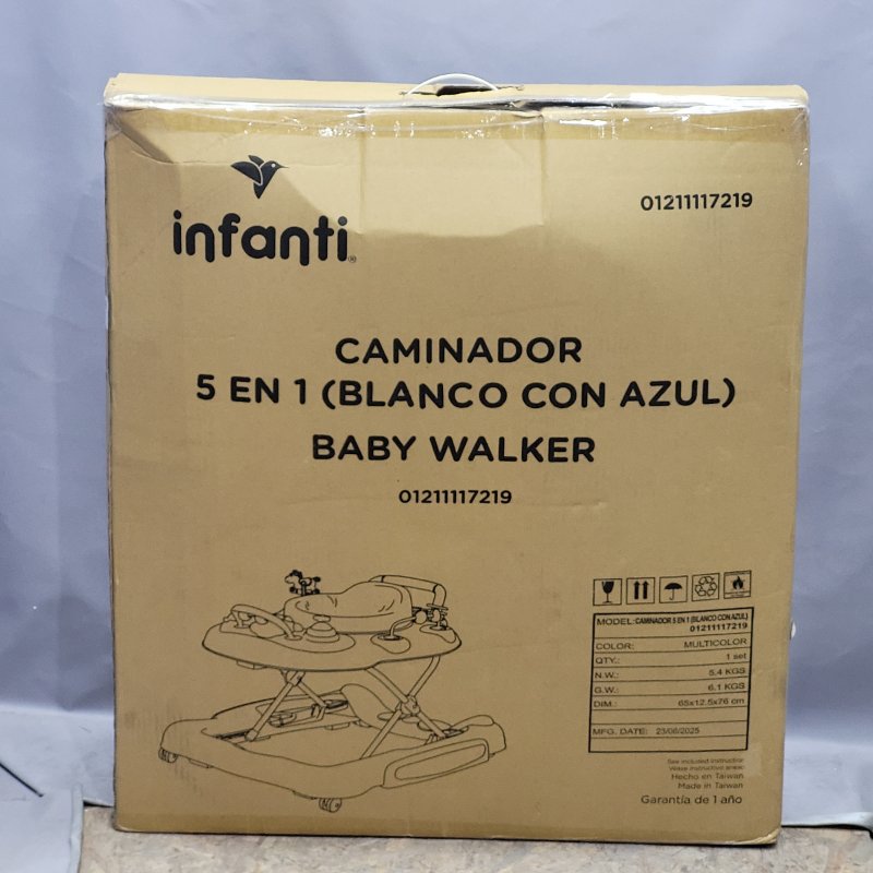 Andador 5 en 1 Infantil Baby Walker Blanco con Azul