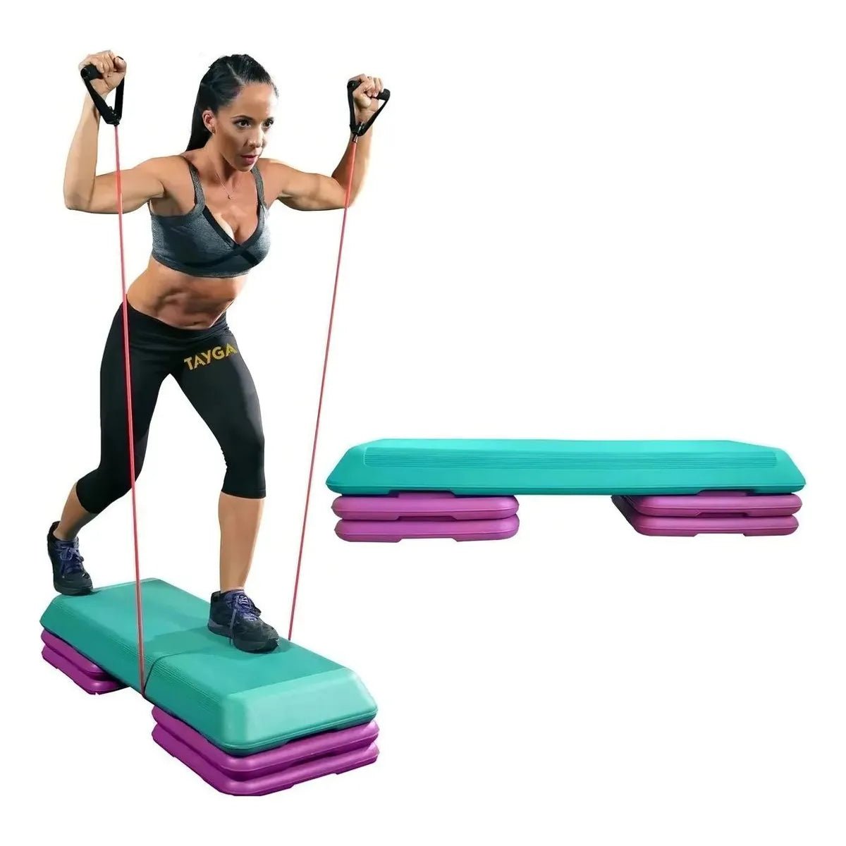 Step Aeróbico Fitness 3 Niveles Ajustable para Ejercicio y Gym, Genérico