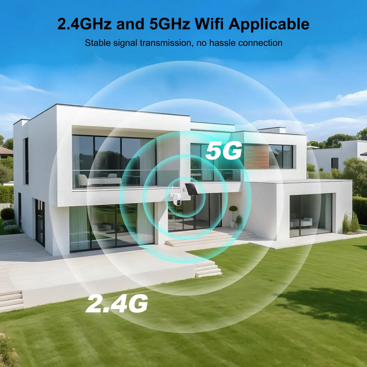 Cámara de Seguridad Solar 2NLF WiFi Exterior HD PTZ Visión Nocturna, Blanco