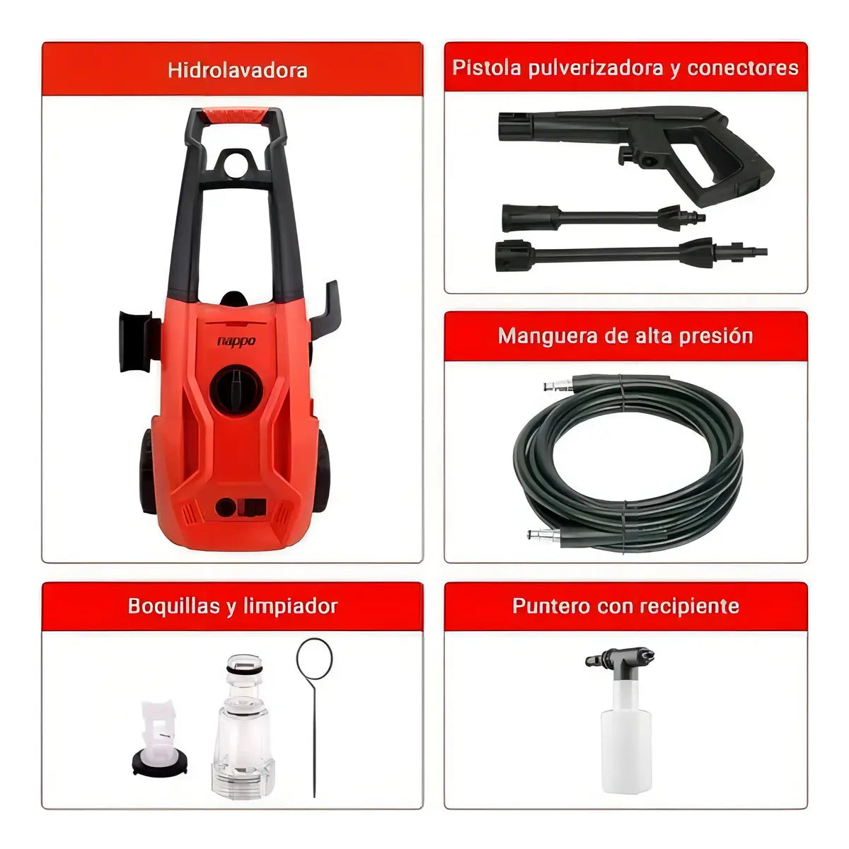 Hidrolavadora de Alta Presión NAPPO 1800W