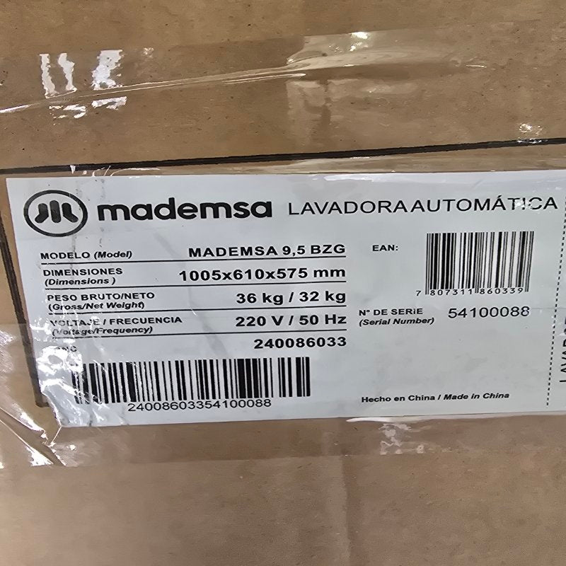 Lavadora Automática Mademsa BZG 9.5 - 9.5 Kg, Carga Superior, Color Blanco
