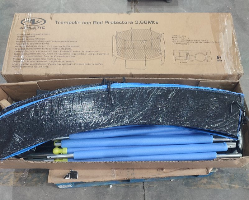 Trampolín con Red Protectora Athletic Works CTR-12-P11-C,  3.66m, Negro/Azul