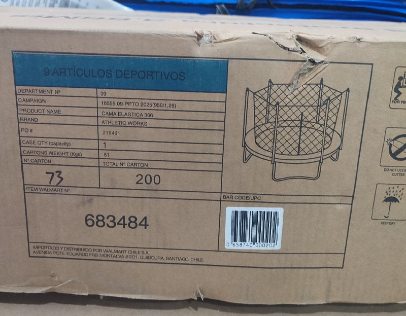 Trampolín con Red Protectora Athletic Works CTR-12-P11-C,  3.66m, Negro/Azul