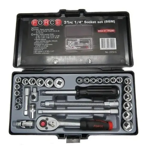 Juego de Dados Hex Force 31 Piezas 1/4" Socket Set (No. 2312-5)